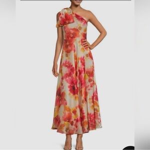 Alex Marie Vibrant Floral One Shoulder Dress